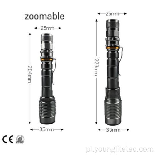 Regulowana Zoomable LED LED Latarka zewnętrzna Lampa